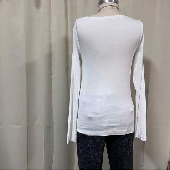 Gap boat neck Elegant White Long Sleeve Top - Picture 2 of 2